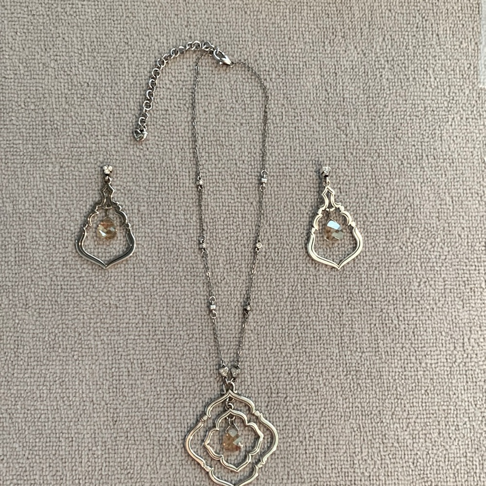 Brighton faceted crystal in cutout pendant necklace with matching earrings